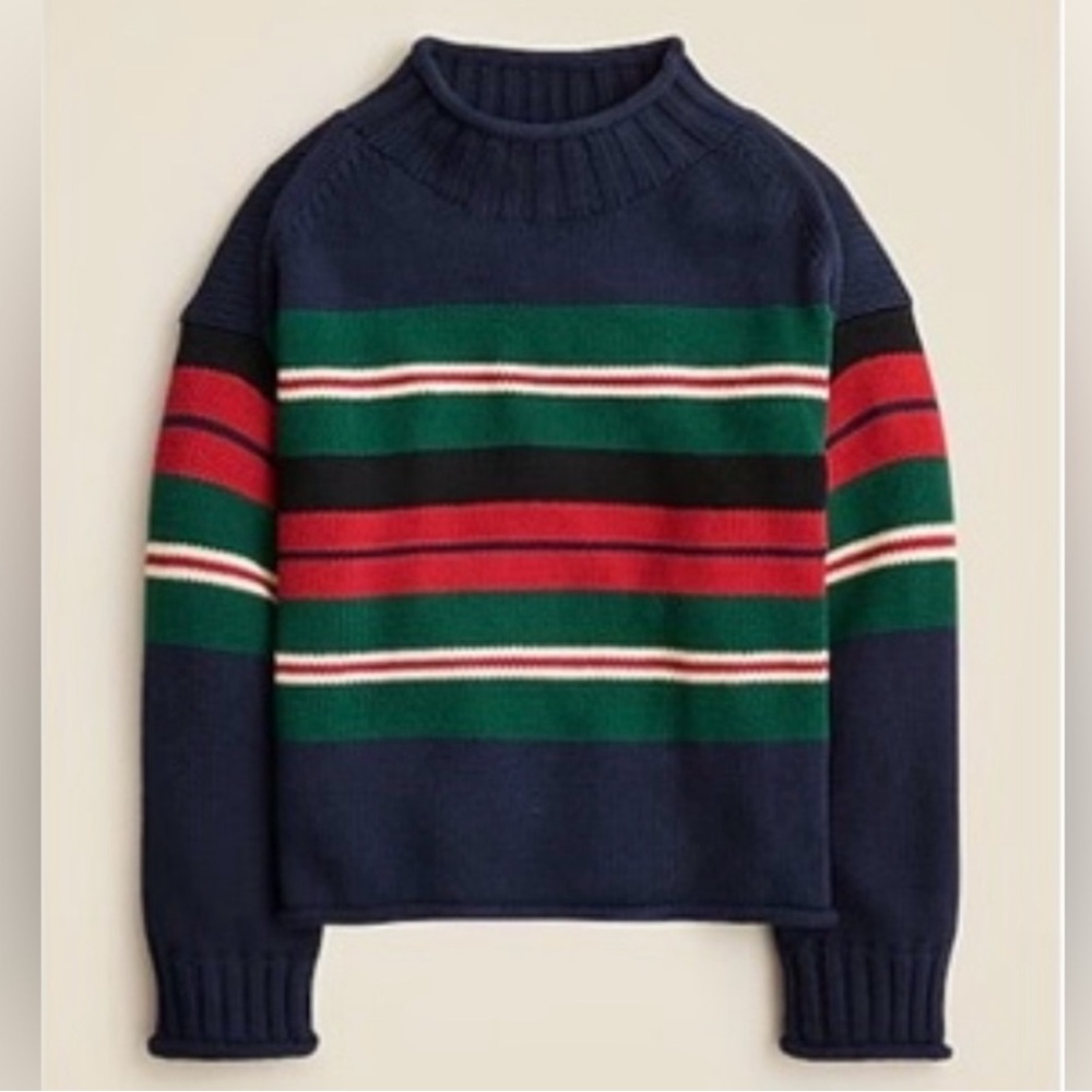 J. Crew 2025 Rollneck Sweater Rugby Stripe S NWOT